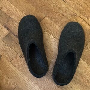 Dark Gray Wool Slippers